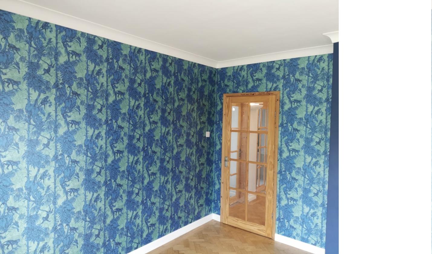 Blue jungle wallpaper finished
