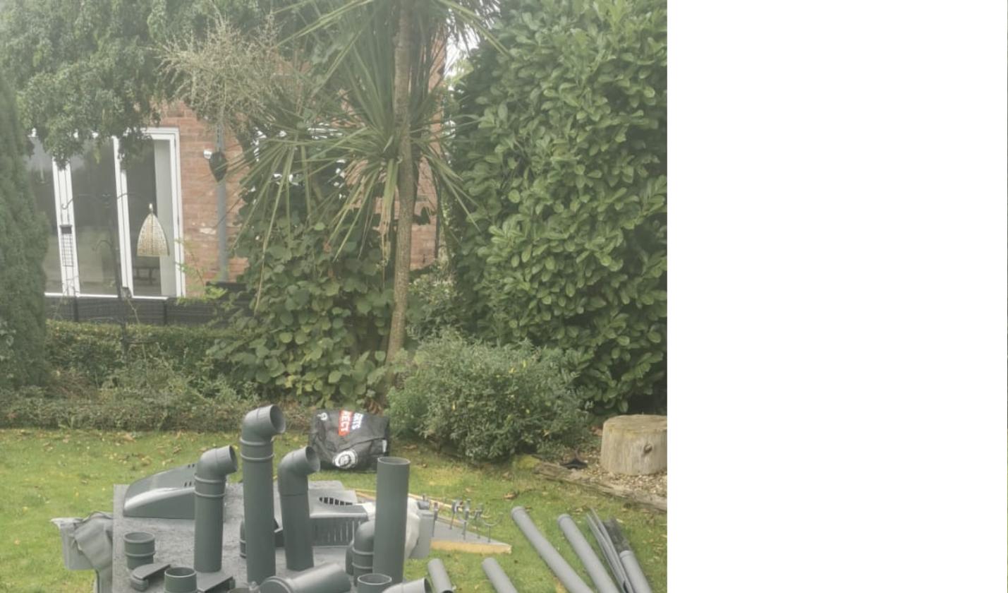 Guttering pipes after spray