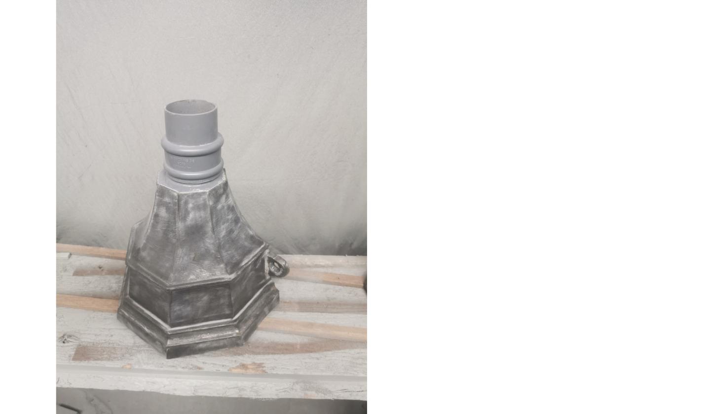 Cast iron hopper before spray