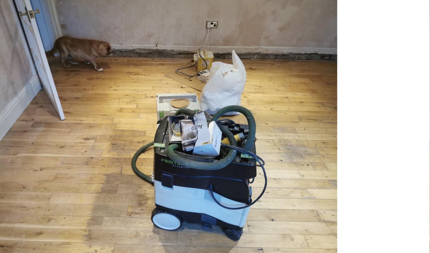 Wooden floor before sanding